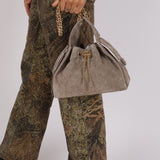 Chanel 25 Grey Suede Small Hobo