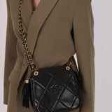 Chanel CC Tassel Bag Black Lambskin Chain Tote 1993 24K GP