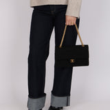 Chanel 1997 Black Jersey Reissue Chain Double Flap Bag