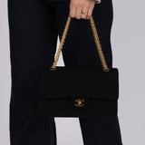 Chanel 1997 Black Jersey Reissue Chain Double Flap Bag