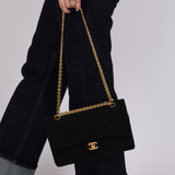 Chanel 1997 Black Jersey Reissue Chain Double Flap Bag