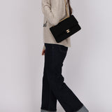 Chanel 1997 Black Jersey Reissue Chain Double Flap Bag