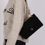 Chanel 1997 Black Jersey Reissue Chain Double Flap Bag