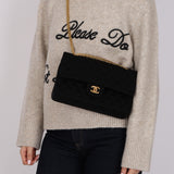 Chanel 1997 Black Jersey Reissue Chain Double Flap Bag