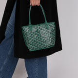 Goyard Green Goyardine Reversible Mini Anjou with Pouch