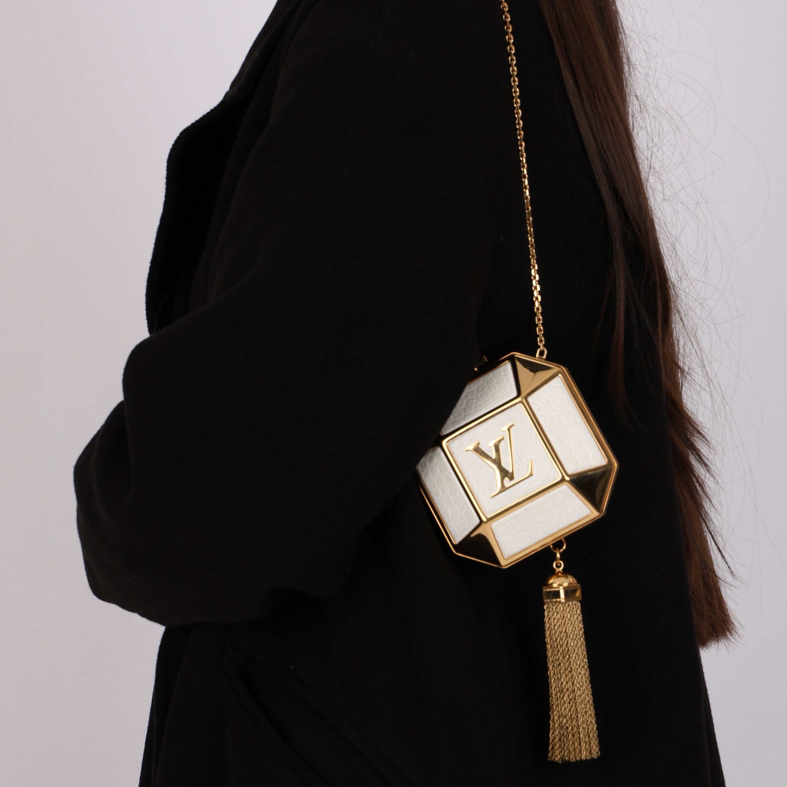 Limited Edition Louis Vuitton Alligator Minaudière Petit Bijou Clutch on Chain