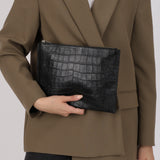 Yves Saint Laurent Croc Embossed Document Pouch
