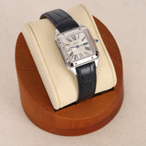 Cartier Small Stainless Steel Santos Dumont Alligator Watch 27mm