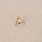 18K Yellow Gold Diamond Crossover Halo Ring, Size US 8