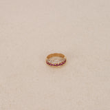 18K Yellow Gold Ruby and Diamond Dome Ring, Size US 6.75