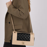 Chanel 2017 Bicolor Sheepskin Medium Mademoiselle Flap