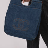 Chanel Denim Tortoise Shell Top Handle Bag 1996