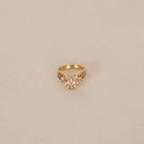 Vintage 1980s 18K Yellow Gold and Diamond Ridged Ring, Size US 6.25