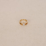 1980s 18K Yellow Gold and Diamond Art Deco Bypass Ridge Ring, Size US 5.75