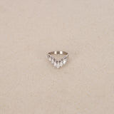 Platinum Diamond Cascade Pointed Ring, Size US 6