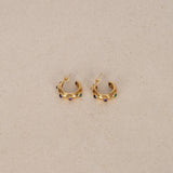 Vintage 1980s 18K Yellow Gold Garnet, Sapphire, Amethyst, and Emerald Hoop Earrings