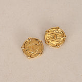 Chanel 1989 Oversized Helm Clip-On Earrings 24K GP