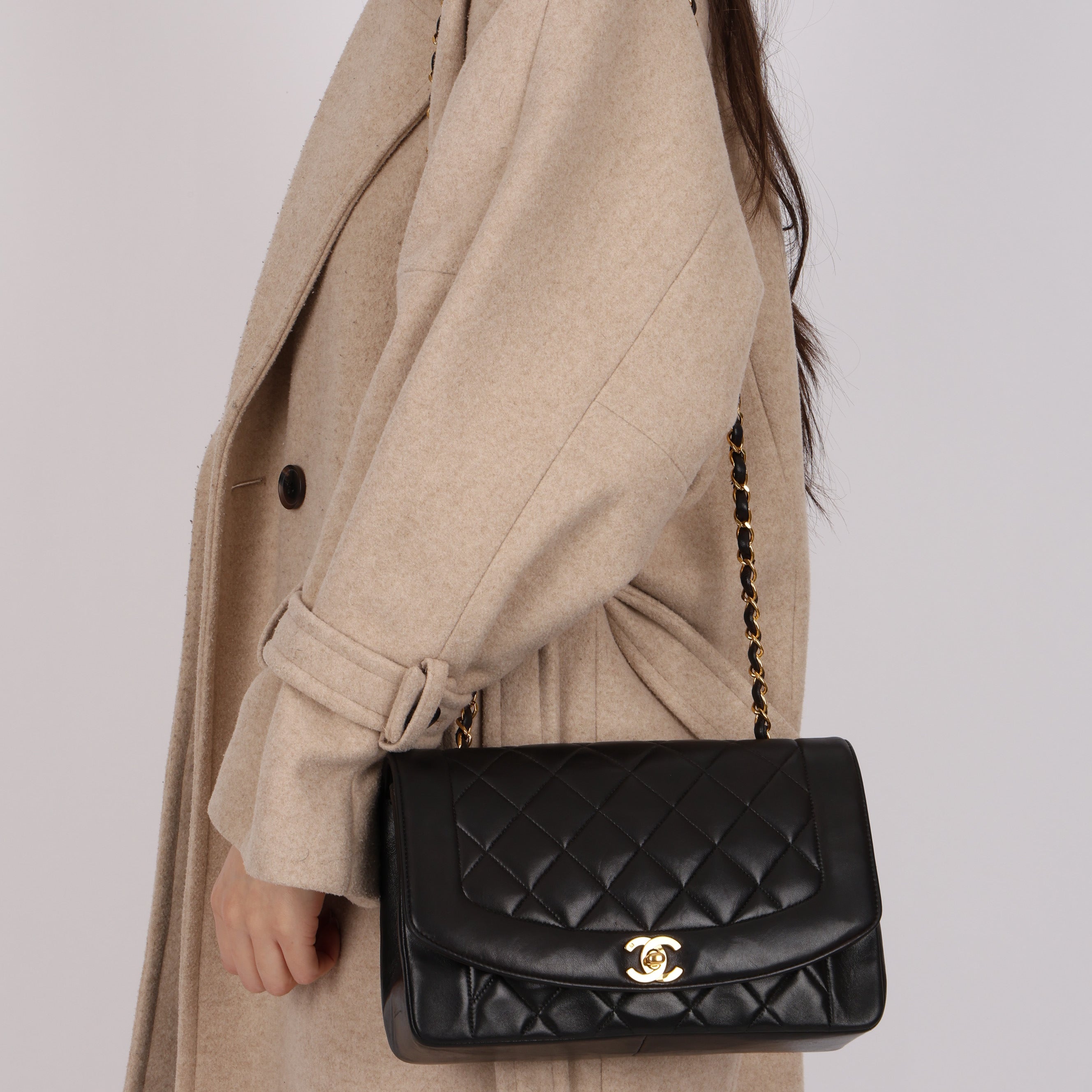Chanel 1993 Lambskin Medium Diana Flap Bag 24K GP