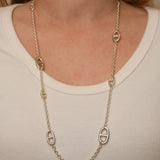 Hermès Chaine d'Ancre Sterling Silver Farandole Long Necklace 80