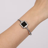 Gucci 1900L Square Stainless Steel Onyx Face Watch 22mm
