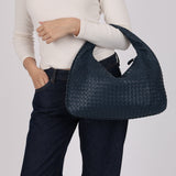 Bottega Veneta Navy Intrecciato Large Hobo