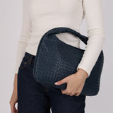 Bottega Veneta Navy Intrecciato Large Hobo