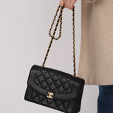 Rare Chanel 1996 Caviar Medium Diana Flap 24K GP
