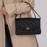 Rare Chanel 1996 Caviar Medium Diana Flap 24K GP