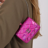 Chanel 2024 Iridescent Patent Quilted Carabiner Card Holder