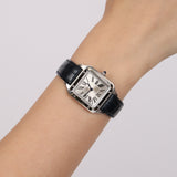 Cartier Small Stainless Steel Santos Dumont Alligator Watch 27mm