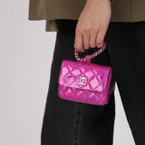 Chanel 2024 Iridescent Patent Quilted Carabiner Card Holder
