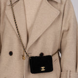 Chanel 2022 Velvet Camellia Cardholder on Chain
