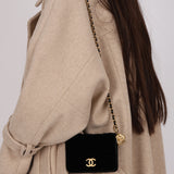 Chanel 2022 Velvet Camellia Cardholder on Chain