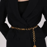 Vintage Chanel Logo Station Plate Chain Belt 24K GP