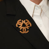 Chanel 1994 Triple CC Matte Brooch 24K GP