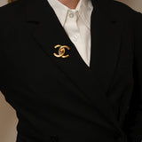 Chanel 1996 CC Turnlock Brooch 24K GP