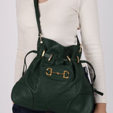 Gucci Emerald Calfskin Horsebit 1955 Cinch Top Messenger Bag