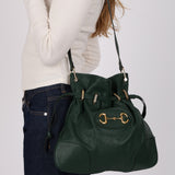 Gucci Emerald Calfskin Horsebit 1955 Cinch Top Messenger Bag