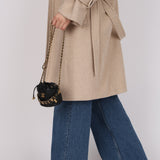 Chanel 2022 Caviar Quilted Coco First Bucket Clutch With Chain