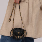Chanel 2022 Caviar Quilted Coco First Bucket Clutch With Chain
