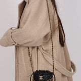 Chanel 2022 Caviar Quilted Coco First Bucket Clutch With Chain