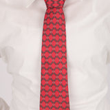 Hermès H Logo Chaine d'Ancre Red Gray White Silk Tie