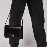 Hermès 1986 Noir Box Annie Shoulder Bag GHW