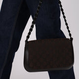 Gucci Chocolate Pleated GG Nylon Chain Flap