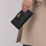 Hermès 1996 Noir Veau Courchevel Bearn Long Wallet GHW