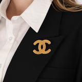 Chanel 1992 Woven CC Brooch 24K GP