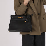 Hermès 1996 Noir Ardennes Kelly Retourne 32 GHW