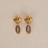 Chanel 1997 CC Deco Drop Clip-On Earrings 24K GP