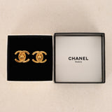 Chanel 1996 Small CC Turnlock Clip-On Earrings 24K GP