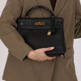 Hermès 1996 Noir Ardennes Kelly Retourne 32 GHW